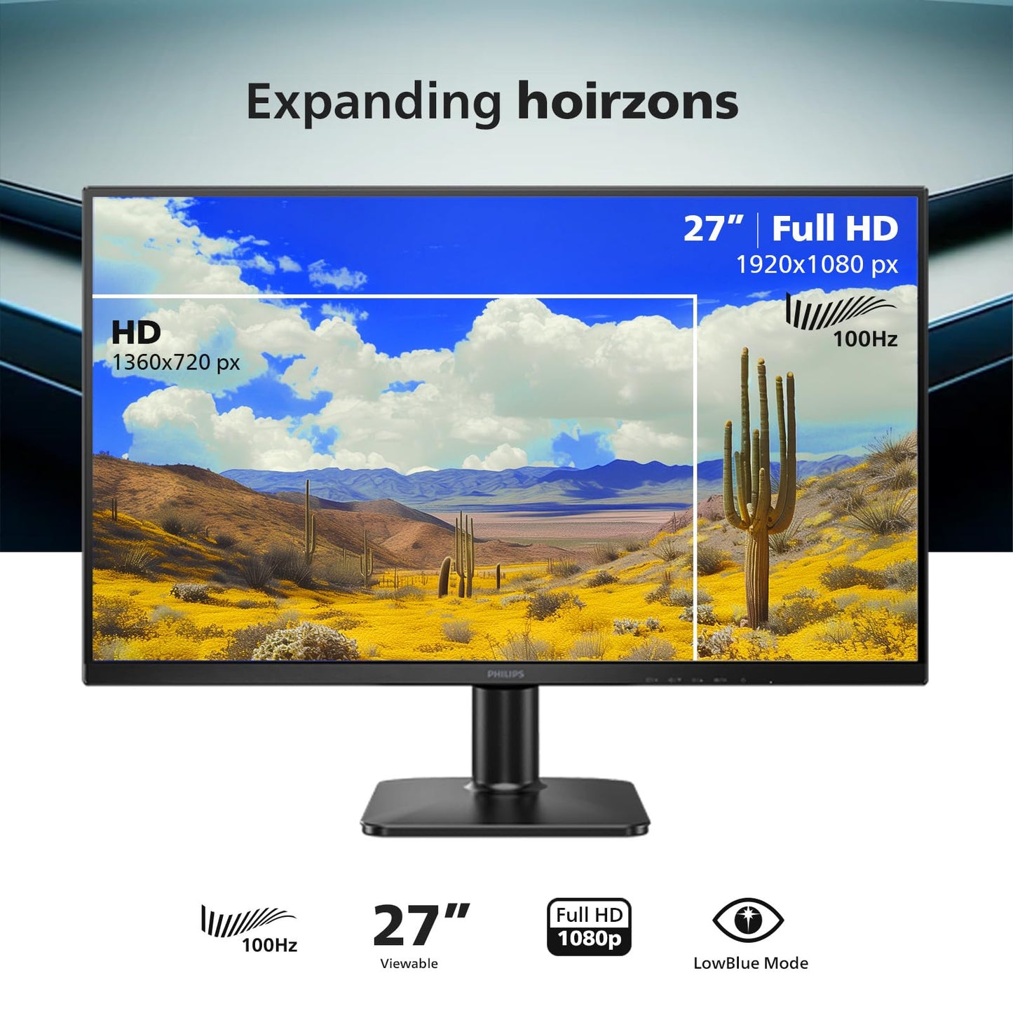 Philips New 24 inch Frameless Full HD (1920 x 1080) 100Hz Monitor, VESA, HDMI x1, VGA Port x1, Eye Care, 4 Year Advance Replacement Warranty, 241V8LB, Black