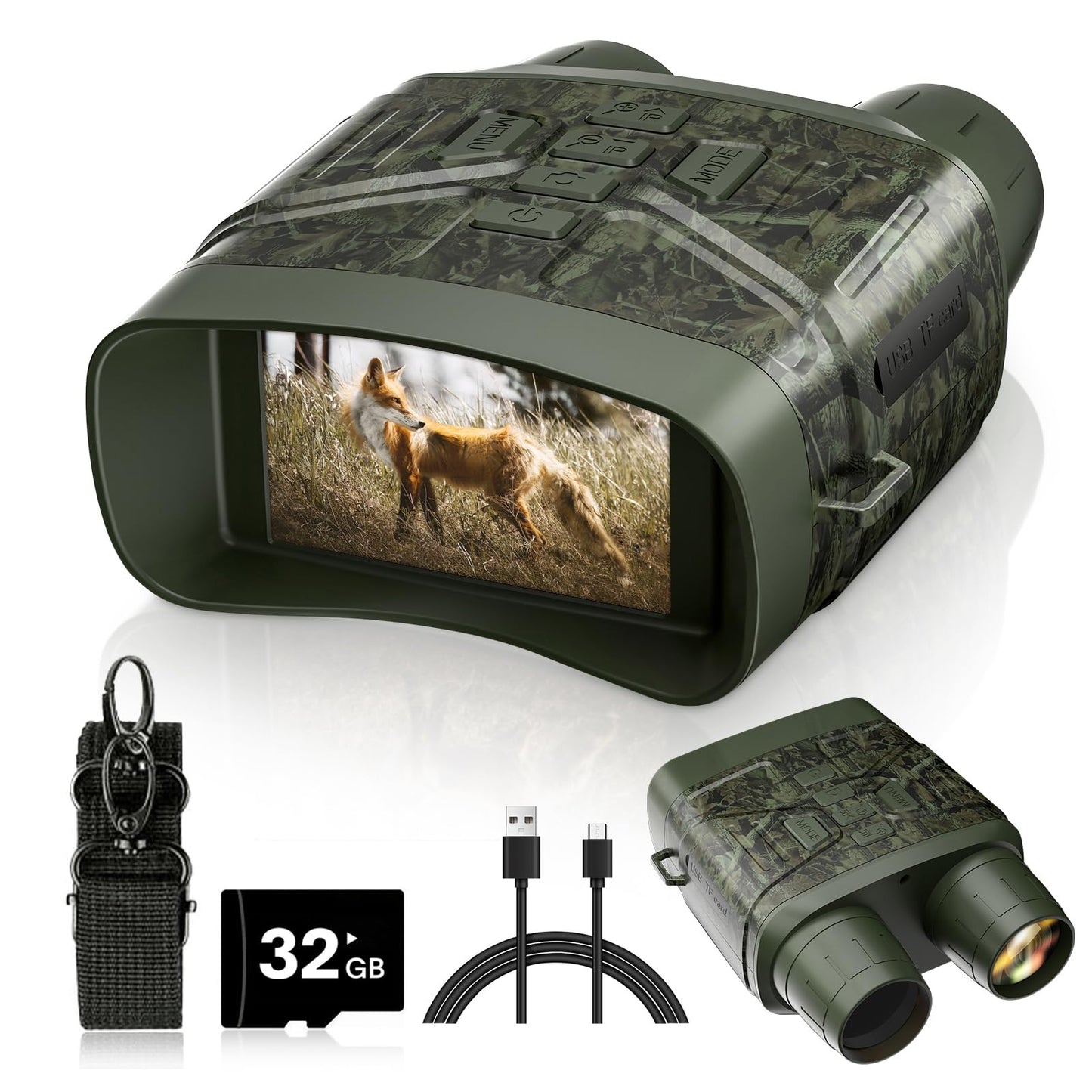 Night Vision Goggles - 4K Night Vision Binoculars with 5000mAh Rechargeable Battery, 32GB TF Card can Save Photo and Video, 3'' HD Screen for Camping & Security, Black