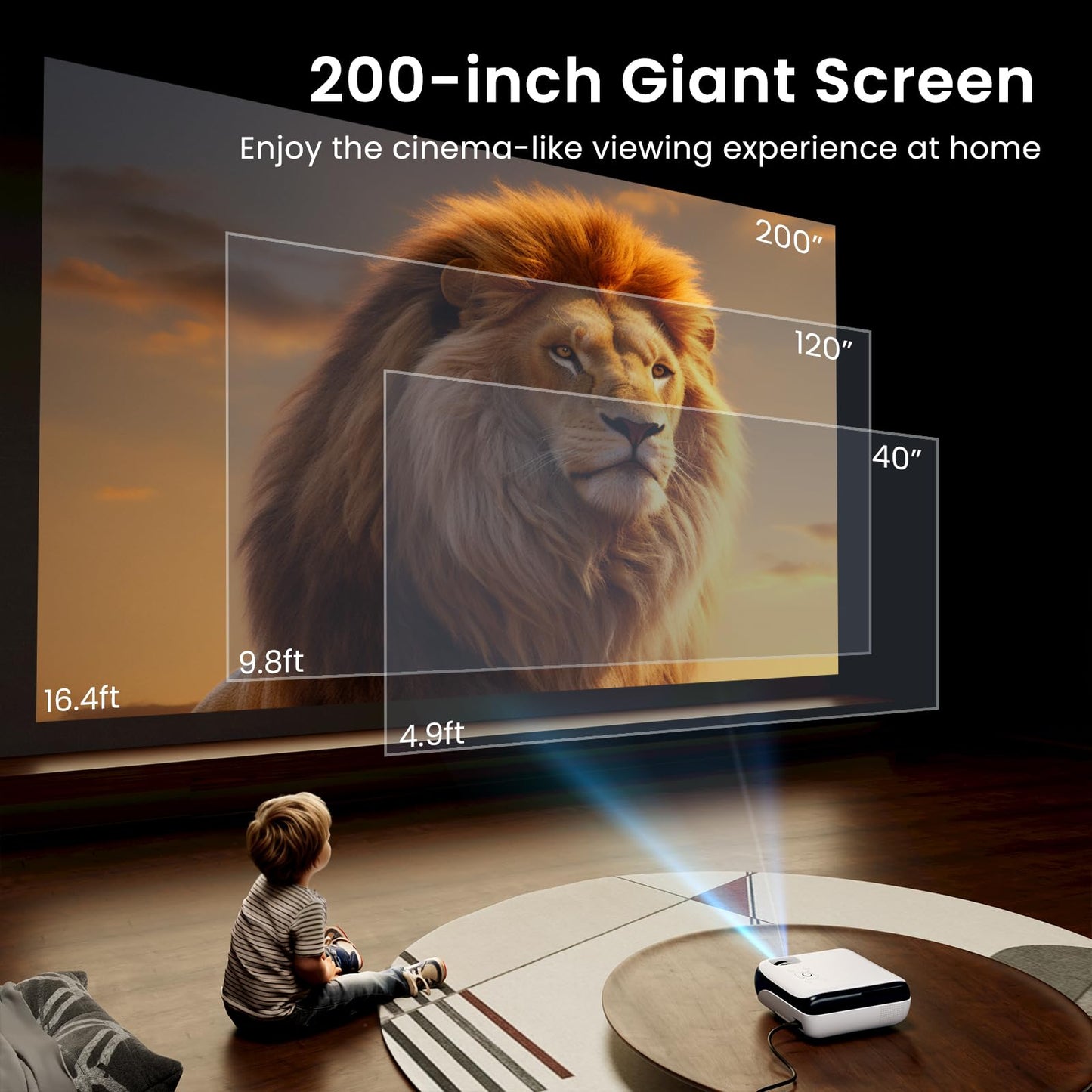 Official Licensed Google TV Smart Projector, HAPPRUN 4K UHD Home Theater with Dolby Sound, Wi-Fi & Bluetooth, Built-in Streaming Apps, Compatible with Games Consoles & Smartphone, Indoor & Outdoor Use