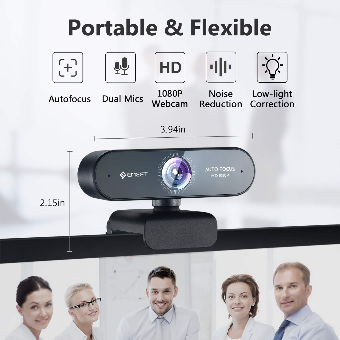 EMEET NOVA 4K Webcam for PC - Ultra 4K HD, PDAF Autofocus, Dual Noise-Cancelling Mics, 73° FOV, Auto Light Correction, USB-A, Privacy Cover, Ideal for High-End Business Meetings&Live Streaming