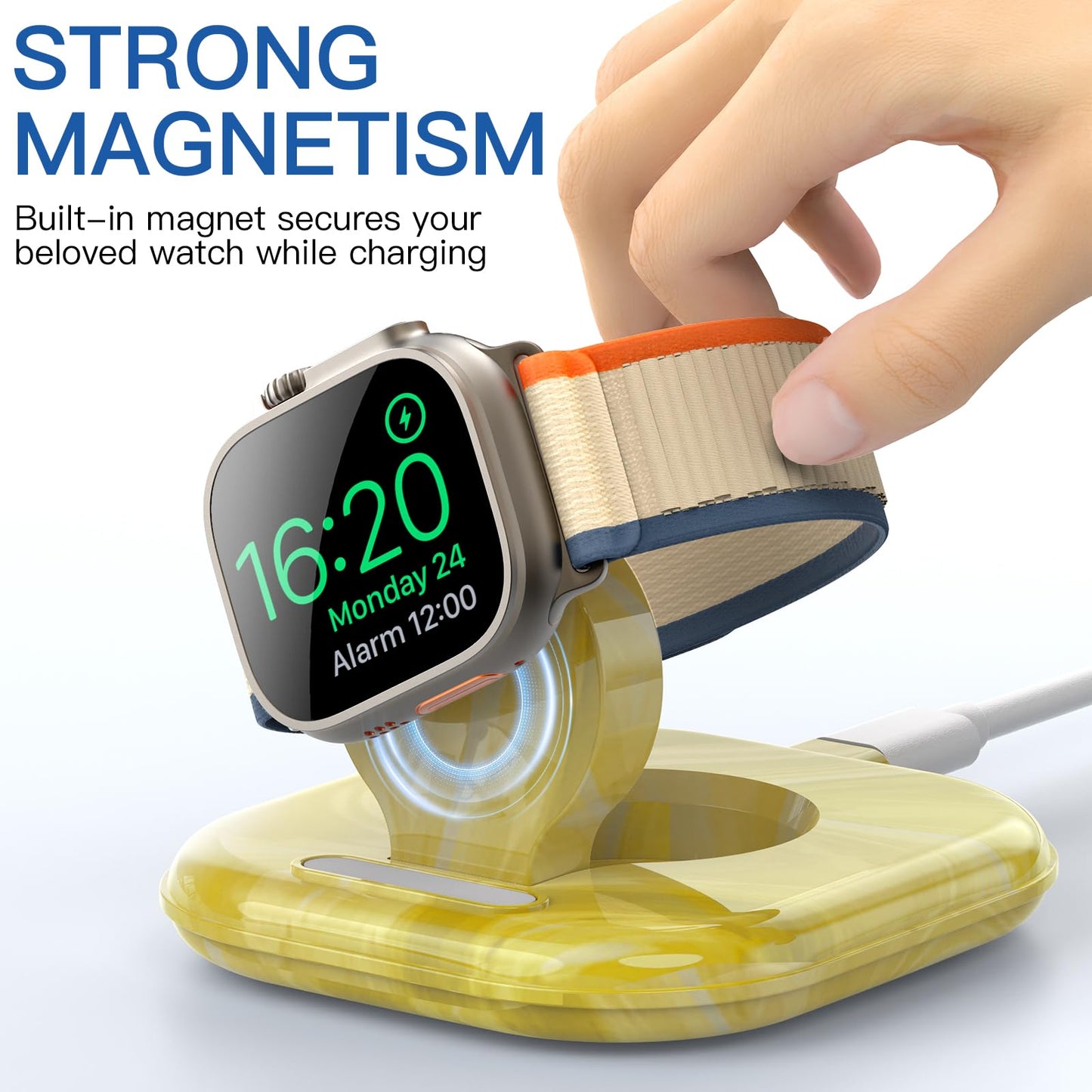 for Apple Watch Magnetic Charging Dock - Fast Magnetic Charger Stand, Compatible with Apple Watch Series 2/3/4/5/6/7/8/9/10/Ultra 1 2, Supports Nightstand Mode, Portable Design for Travel