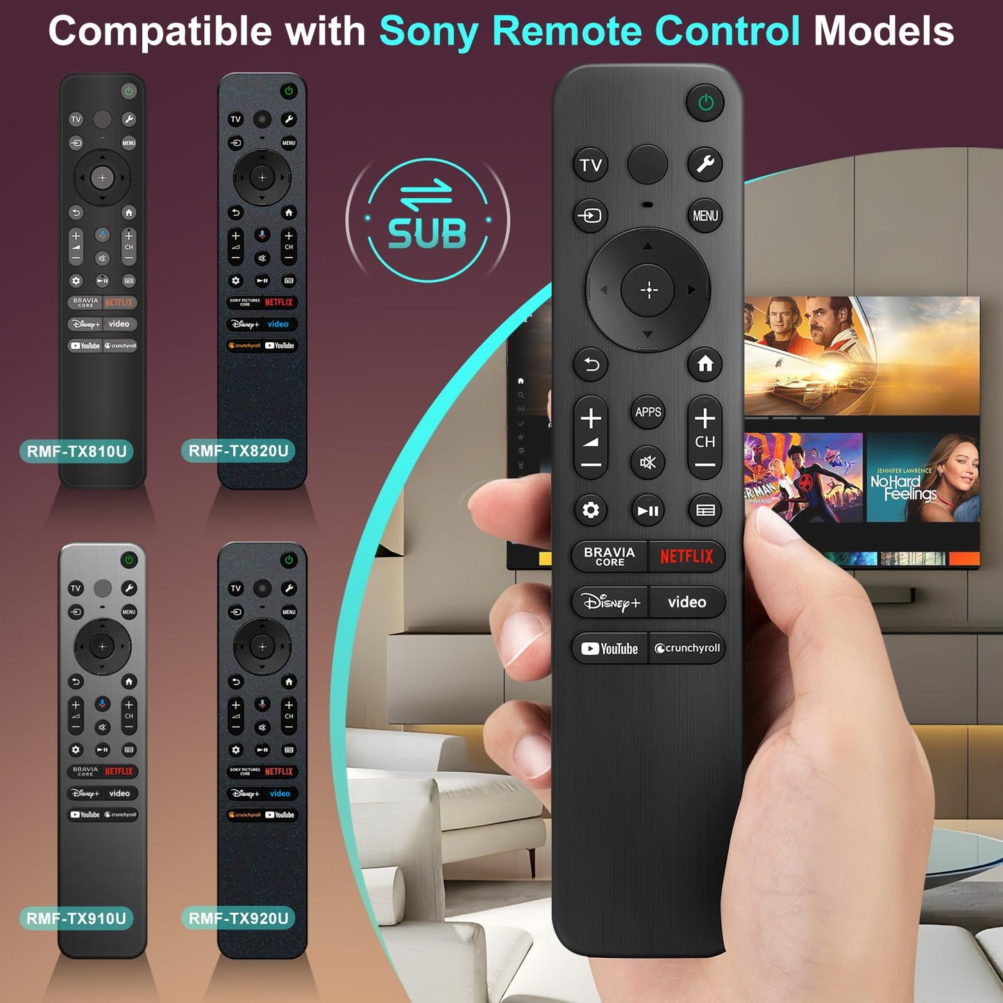 Rechargeable Remote for Samsung-TV-Remote-Control-Replacement,Compatible with Samsung Frame Crystal UHD Neo QLED OLED 4K 8K Smart TVs