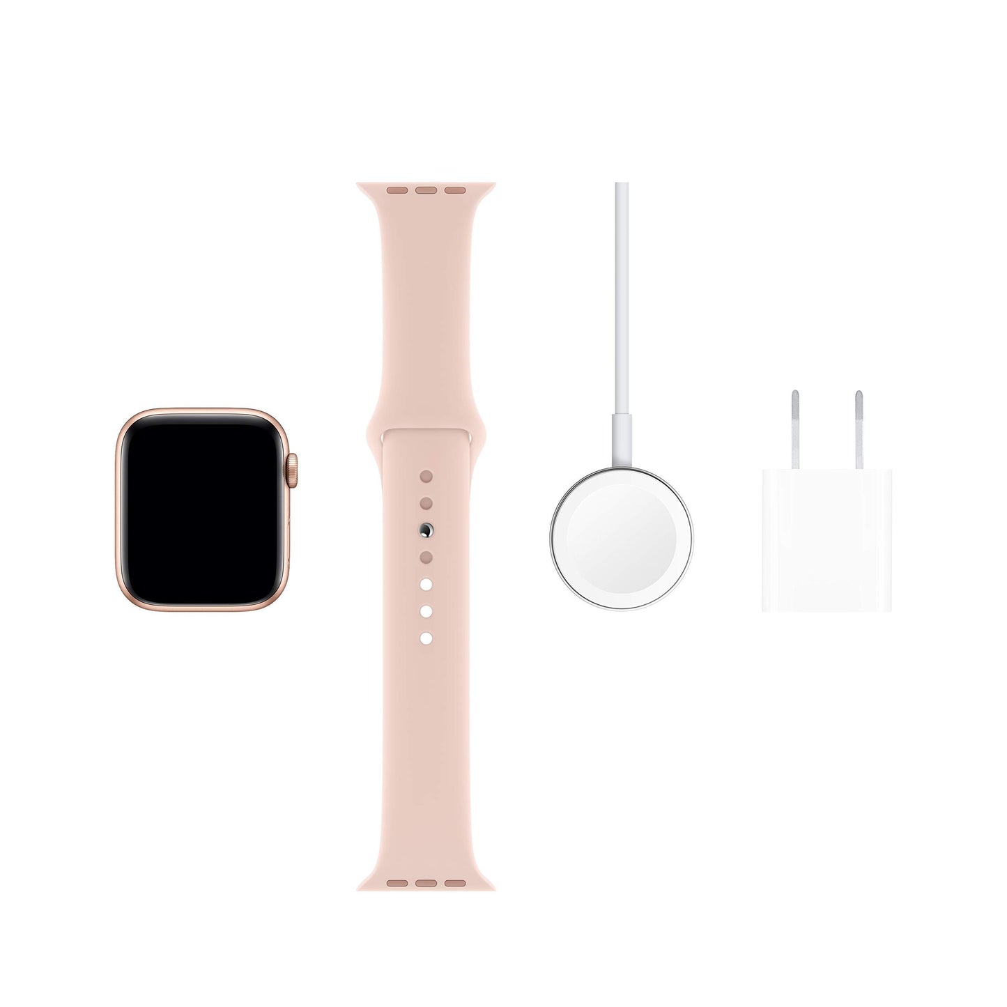 Apple Watch Series 5 (GPS, 44MM) - Silver Aluminum Case with White Sport Band (Renewed)