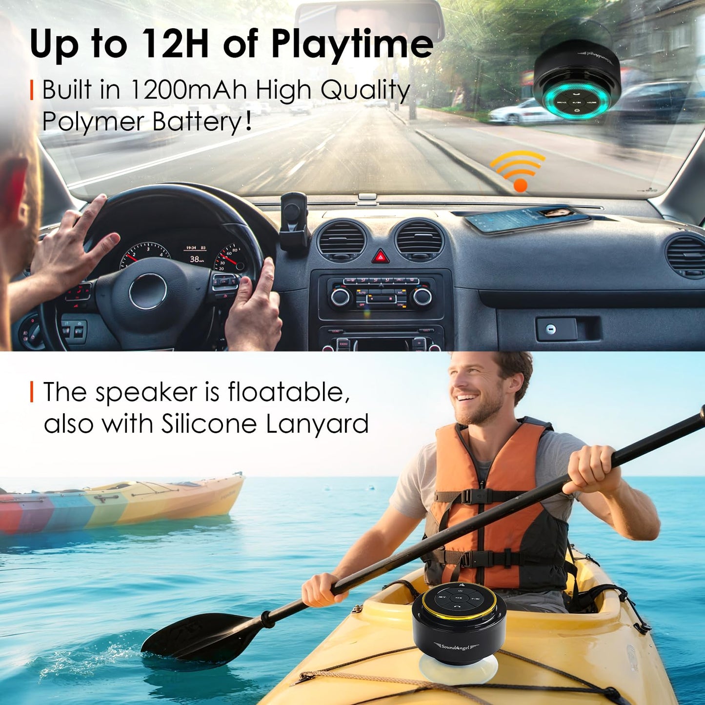 XLeader Shower Speaker, Upgraded,Certified IPX7 Waterproof, Mini Bluetooth Wireless Small Speaker with Lights, Suction Cup and Mic for Bathroom, Crystal Sound&Bass,12H Playtime, Ideal Electronic Gifts