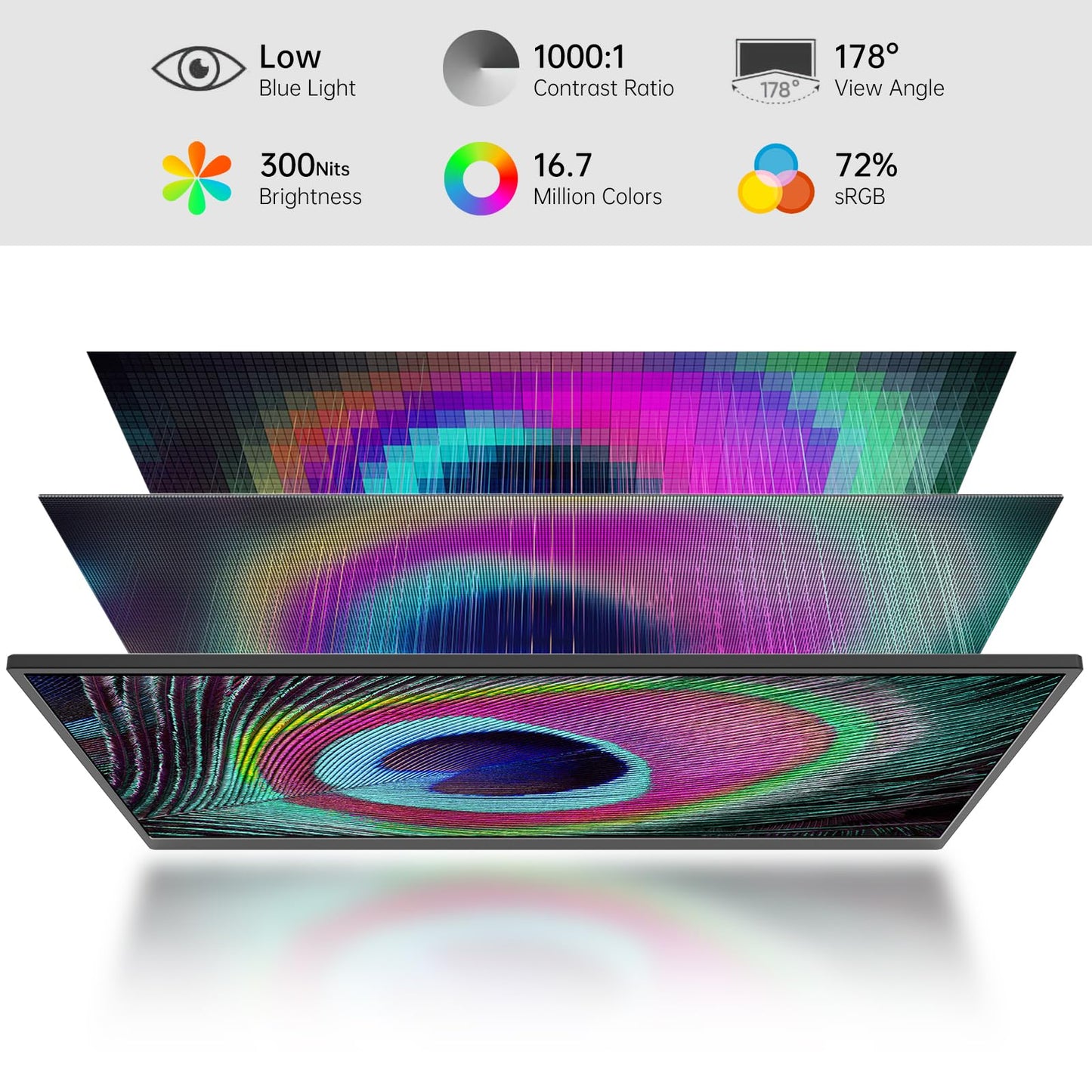 MNN Portable Monitor 14 inch FHD 1920 * 1200P USB C HDMI Ultra-Slim IPS Travel Display w/Speakers, HDR Plug&Play, External Monitor for Laptop PC, Phone,Mac(400cd/m² Brightness)