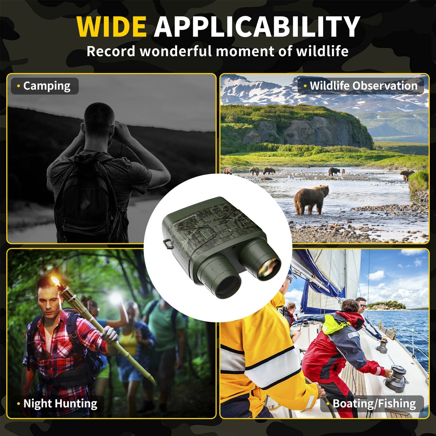 Night Vision Goggles - 4K Night Vision Binoculars with 5000mAh Rechargeable Battery, 32GB TF Card can Save Photo and Video, 3'' HD Screen for Camping & Security, Black