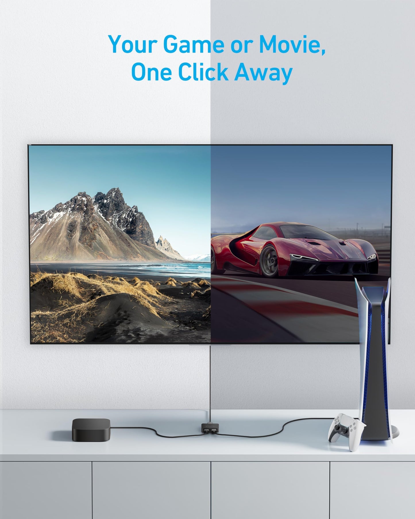 Anker HDMI Switch, 4K@60Hz HDMI Switcher, 2 in 1 Out with Smooth Finish, Supports HDR, 3D, Dolby, Compatible with Laptops, PC, Xbox Series, PS5 / PS4, Projector, and More