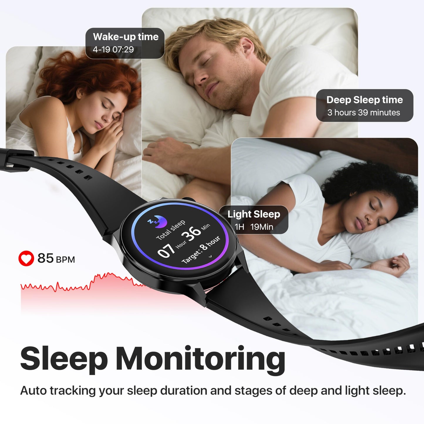 AI Translator Watch，Language Translator Device,Heart Rate & Sleep Monitor, AMOLED Display, Titanium Alloy Waterproof, Multi-Sport Modes,Black