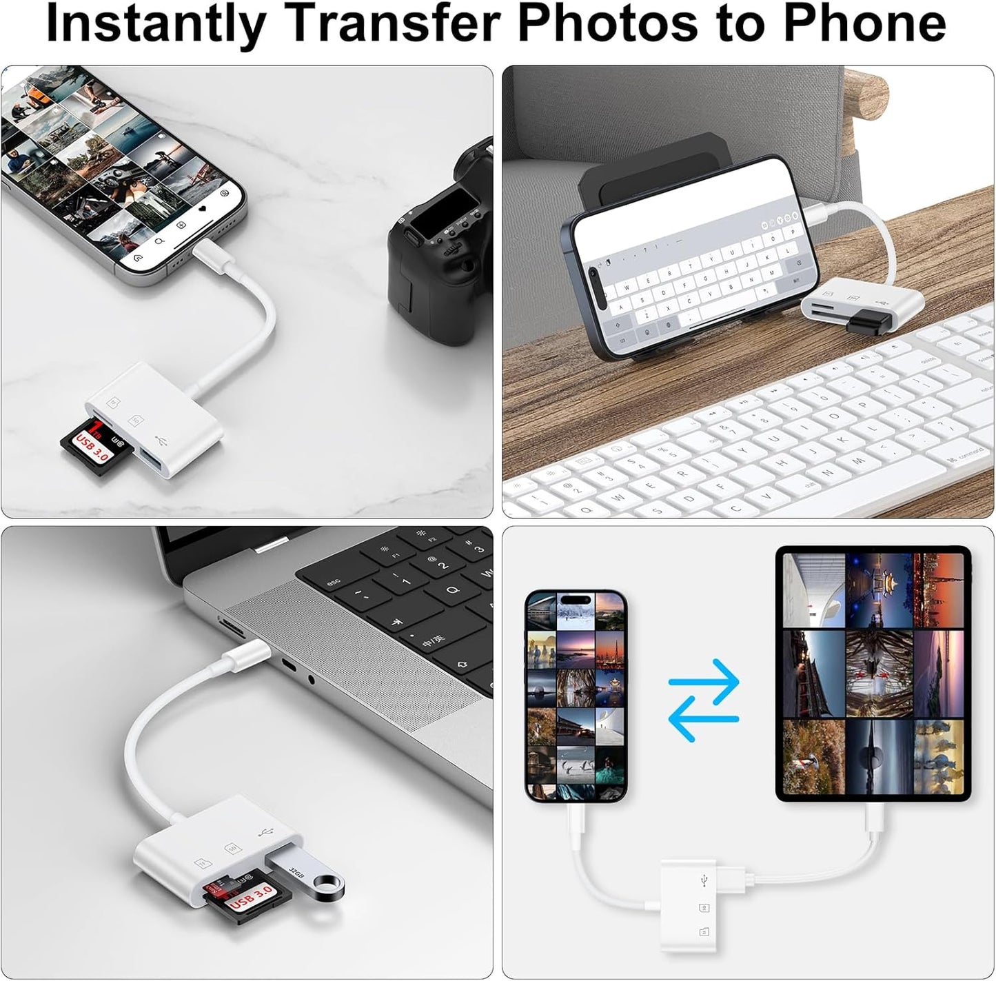 SD Card Reader USB C for iPhone 17 Pro Max/17 Air/16e/16 Plus/15,Samsung Galaxy S25 Ultra Z Fold7 Flip7 S24 FE S23 Plus,USB C to Micro SD Memory Card Reader Digital Camera Adapter for Micro SD,Laptop