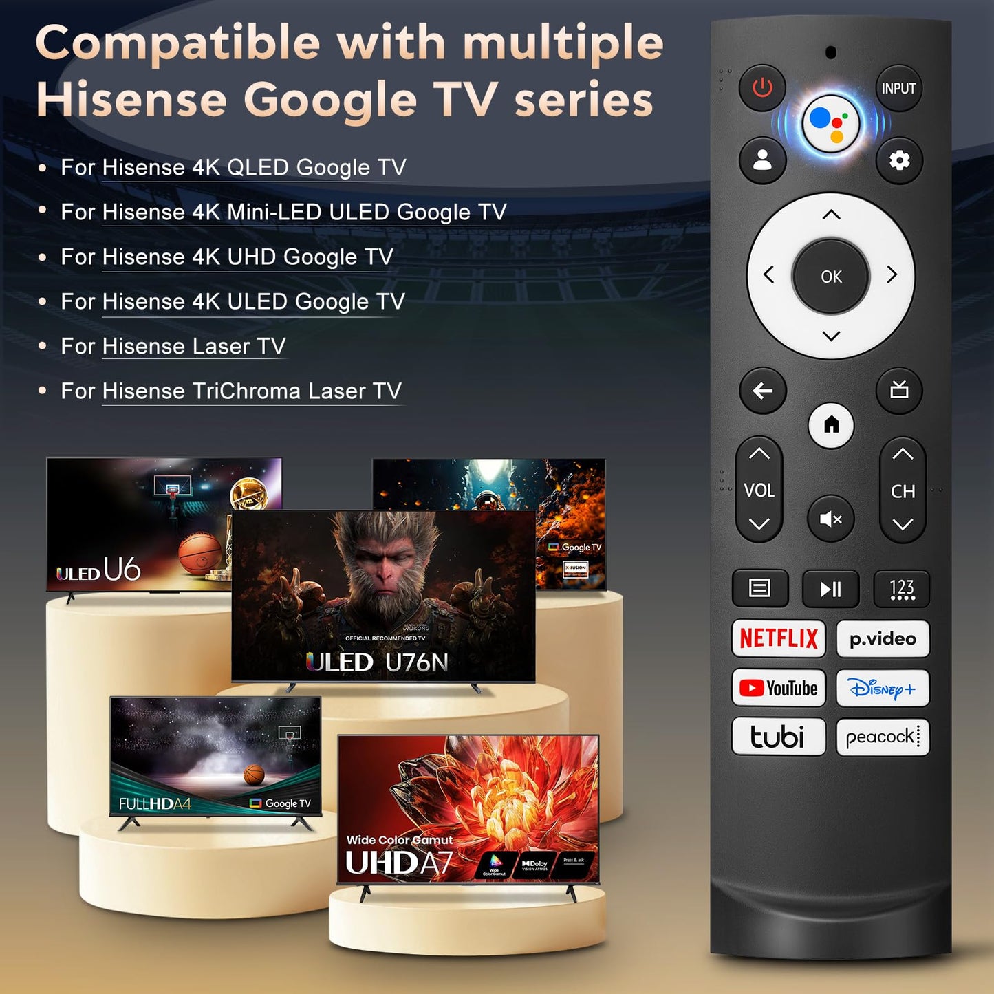 Rechargeable Remote for Samsung-TV-Remote-Control-Replacement,Compatible with Samsung Frame Crystal UHD Neo QLED OLED 4K 8K Smart TVs