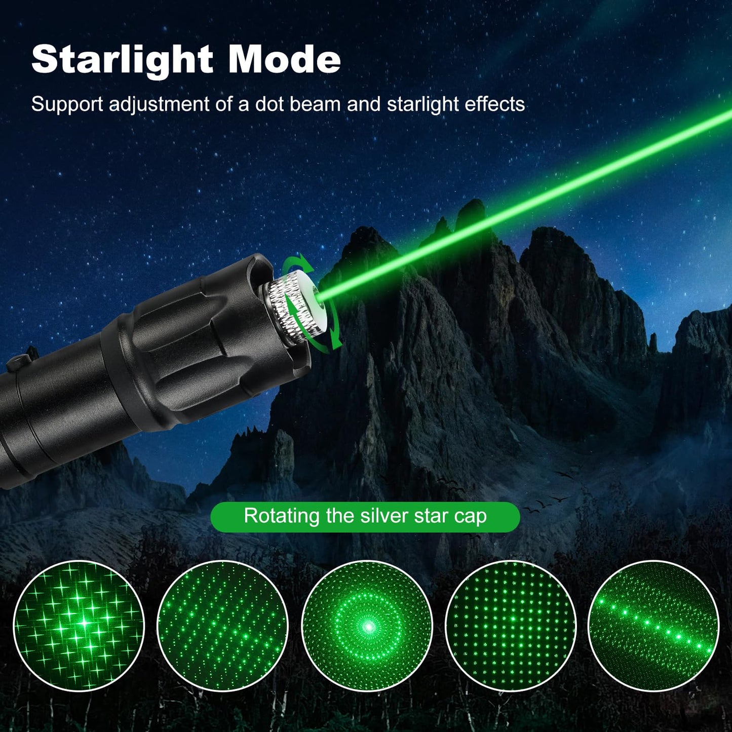 Green Laser Pointer High Power Pen - Long Range Rechargeable Laser Beam, USB Charging for Hiking, Presentations & Outdoor Use (Professional-Grade Green Light)