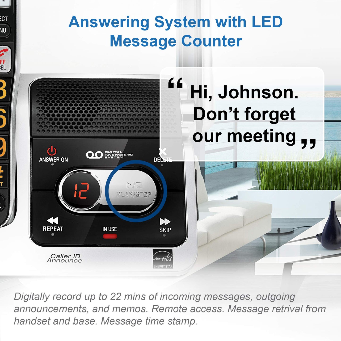 AT&T BL102-4 DECT 6.0 4-Handset Cordless Phone for Home with Answering Machine, Call Blocking, Caller ID Announcer, Audio Assist, Intercom, and Unsurpassed Range, Silver/Black