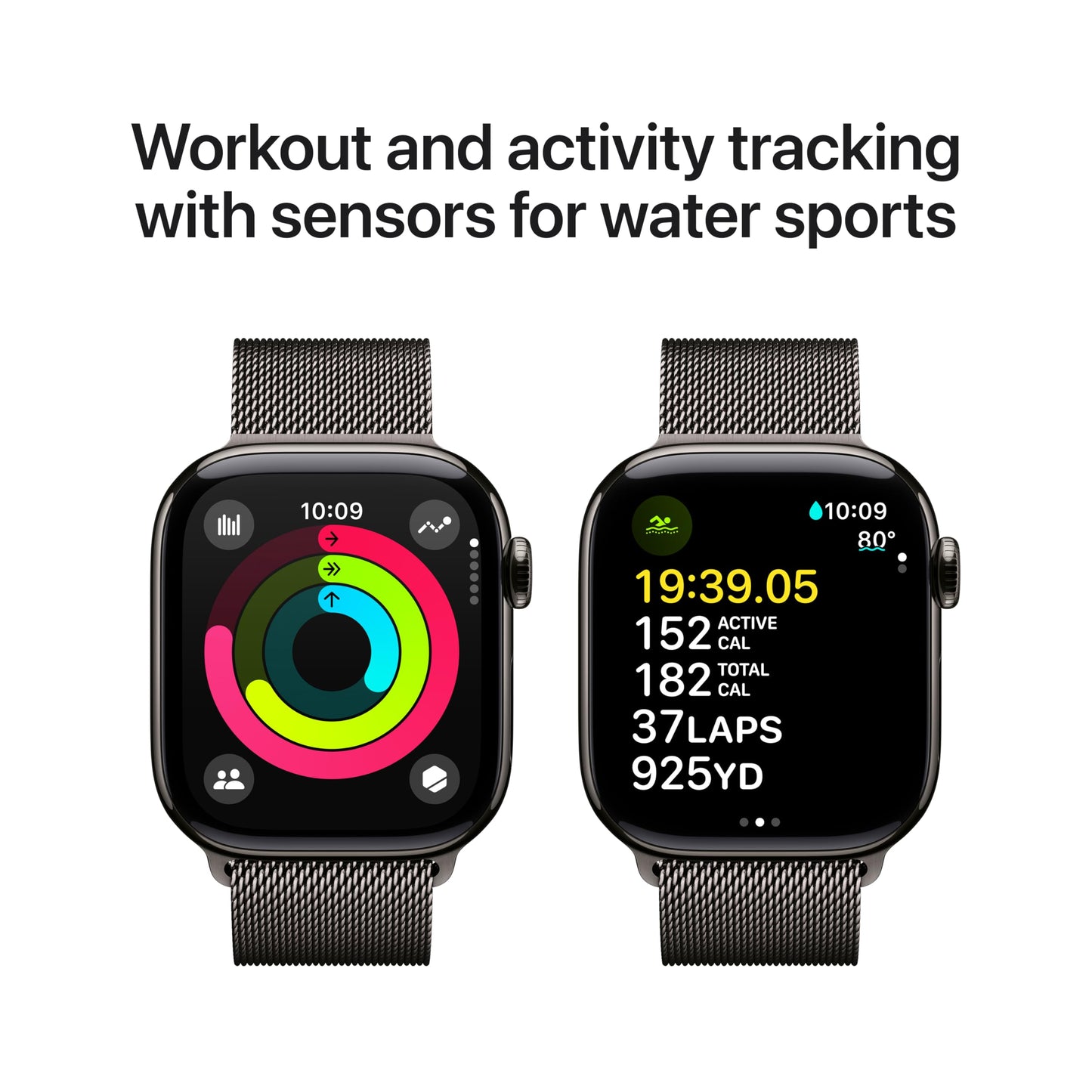 Apple Watch Series 10 [GPS 46mm case] Smartwatch with Jet Black Aluminum Case with Black Sport Band - M/L. Fitness Tracker, ECG App, Always-On Retina Display, Water Resistant