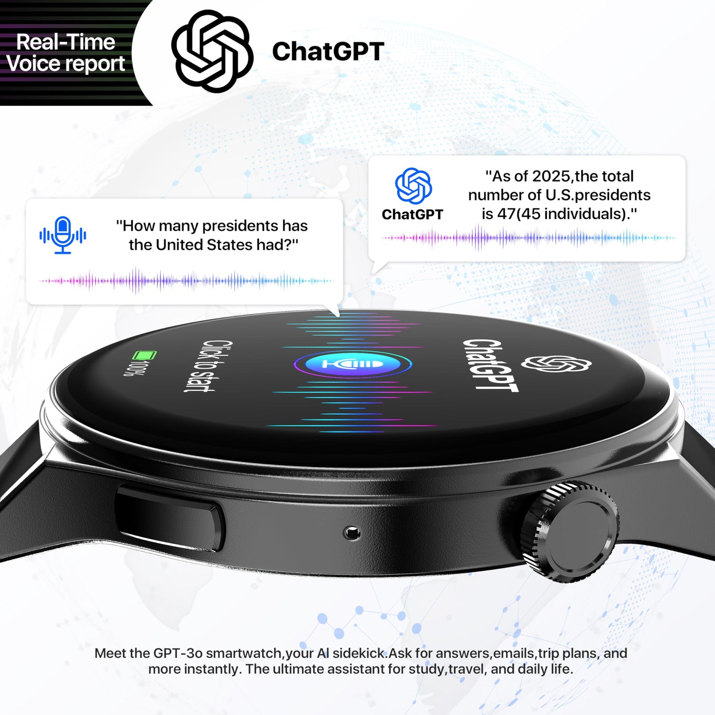 AI Translator Watch，Language Translator Device,Heart Rate & Sleep Monitor, AMOLED Display, Titanium Alloy Waterproof, Multi-Sport Modes,Black