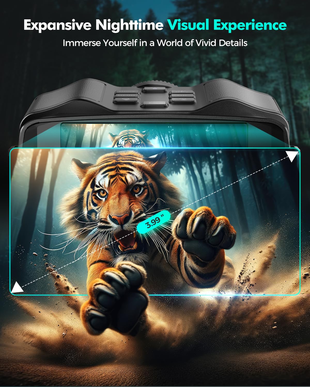 Night Vision Goggles - 4K Night Vision Binoculars with 5000mAh Rechargeable Battery, 32GB TF Card can Save Photo and Video, 3'' HD Screen for Camping & Security, Black