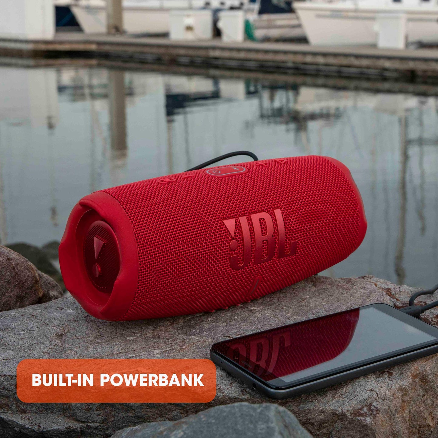 JBL CHARGE 5 - Portable Waterproof (IP67) Bluetooth Speaker with Powerbank USB Charge out, 20 hours playtime, JBL Partyboost (Black)