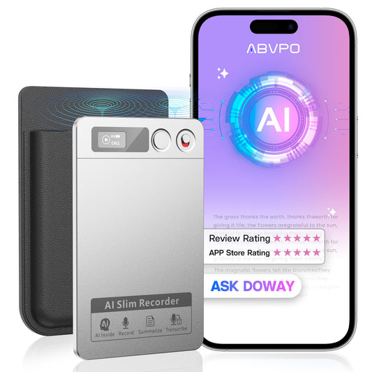 AI Voice Recorder, Note Voice Recorder - Transcribe & Summarize, AI Noise Cancellation Technology, Supports 152 Languages, 64GB Memory APP Control Audio Recorder for Lectures, Meetings, Calls, Gray