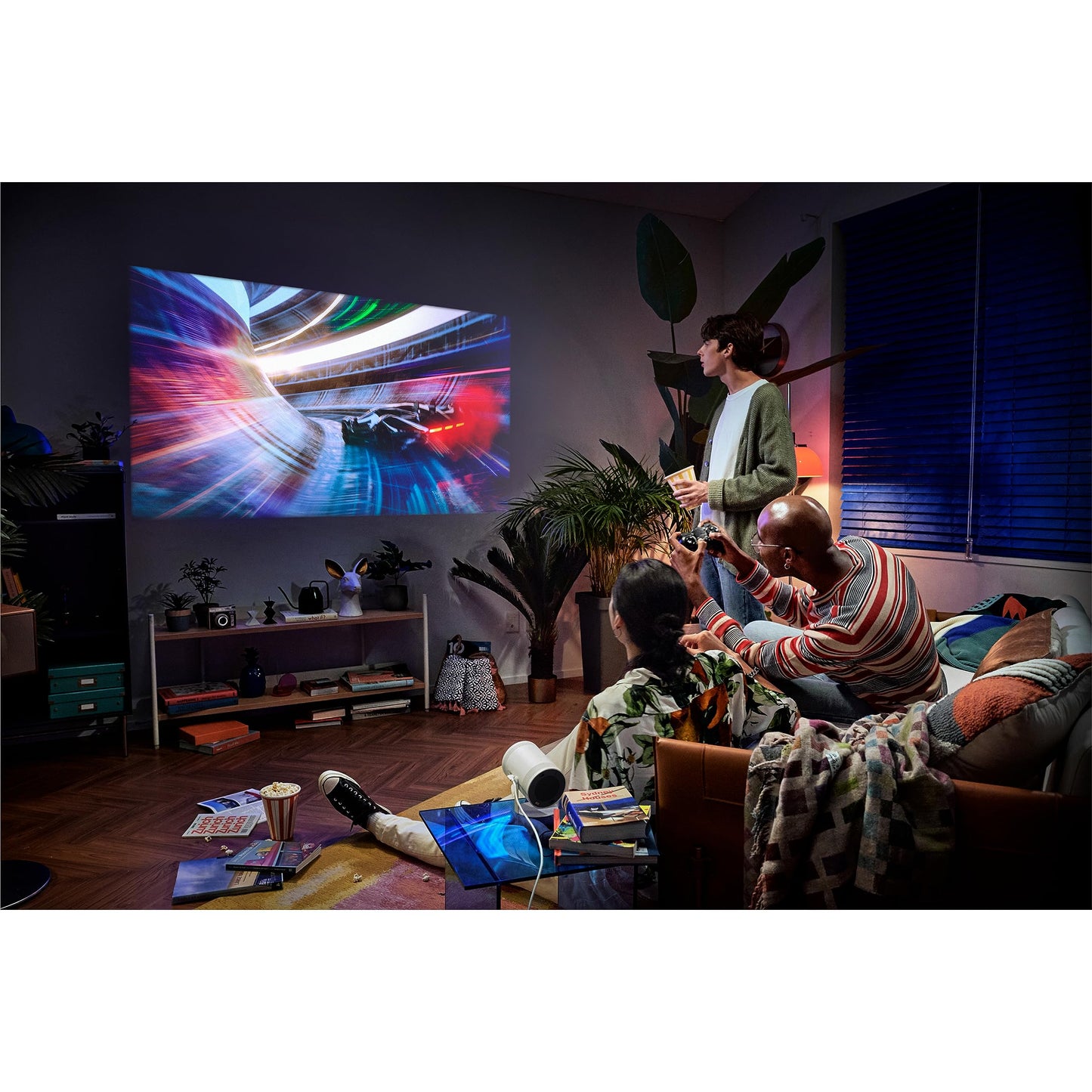 Samsung 30” - 100” The Freestyle 2nd Gen with Gaming Hub Smart Portable Projector, FHD, HDR, Big Screen Home Theater Experience, 360 Sound, SP-LFF3CLAXXZA, 2023 Model
